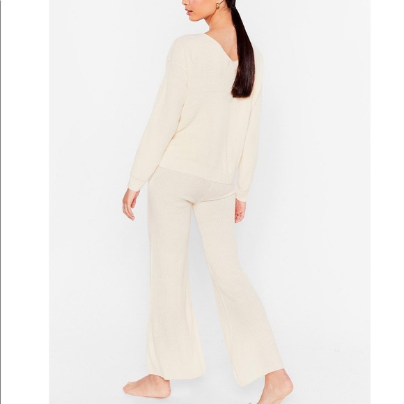 Set: twisted Knit Top and Wide Leg Pants Set - Picture 4 of 5